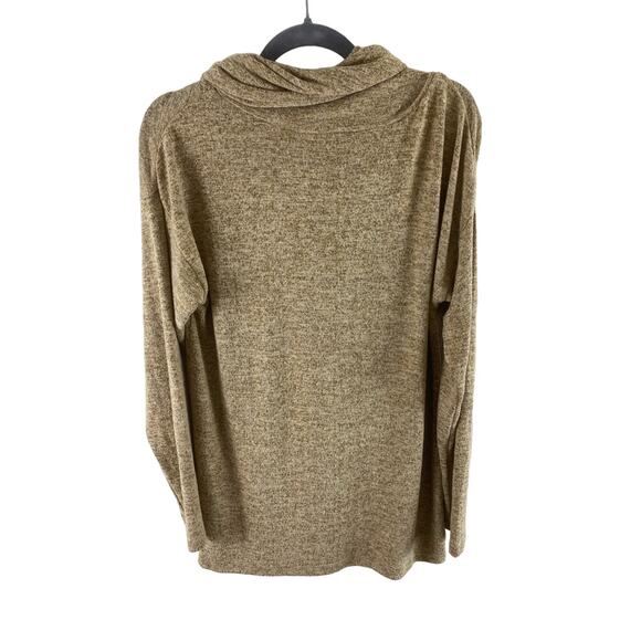 Weaczzy Long Sleeve Cowl Neck Lightweight Stretchy Gold Sweater Button Size L - Picture 2 of 6